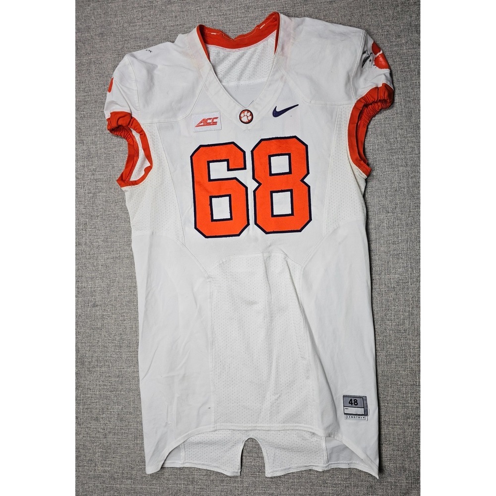 Clemson Tigers Football Jersey Mens 48 L White Game Worn Team Issued Nike #68